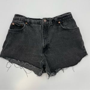 Vintage 90s Levi's Shorts Cut-Off Faded Black 551 Summer Beach Distressed Frayed
